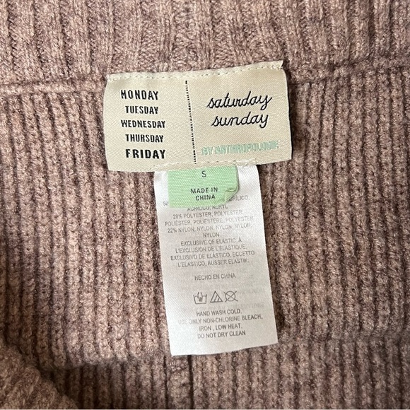 *ANTHROPOLOGIE SATURDAY/SUNDAY Ribbed Knit High Rise Lounge Sweater Bike Short S - Picture 4 of 5